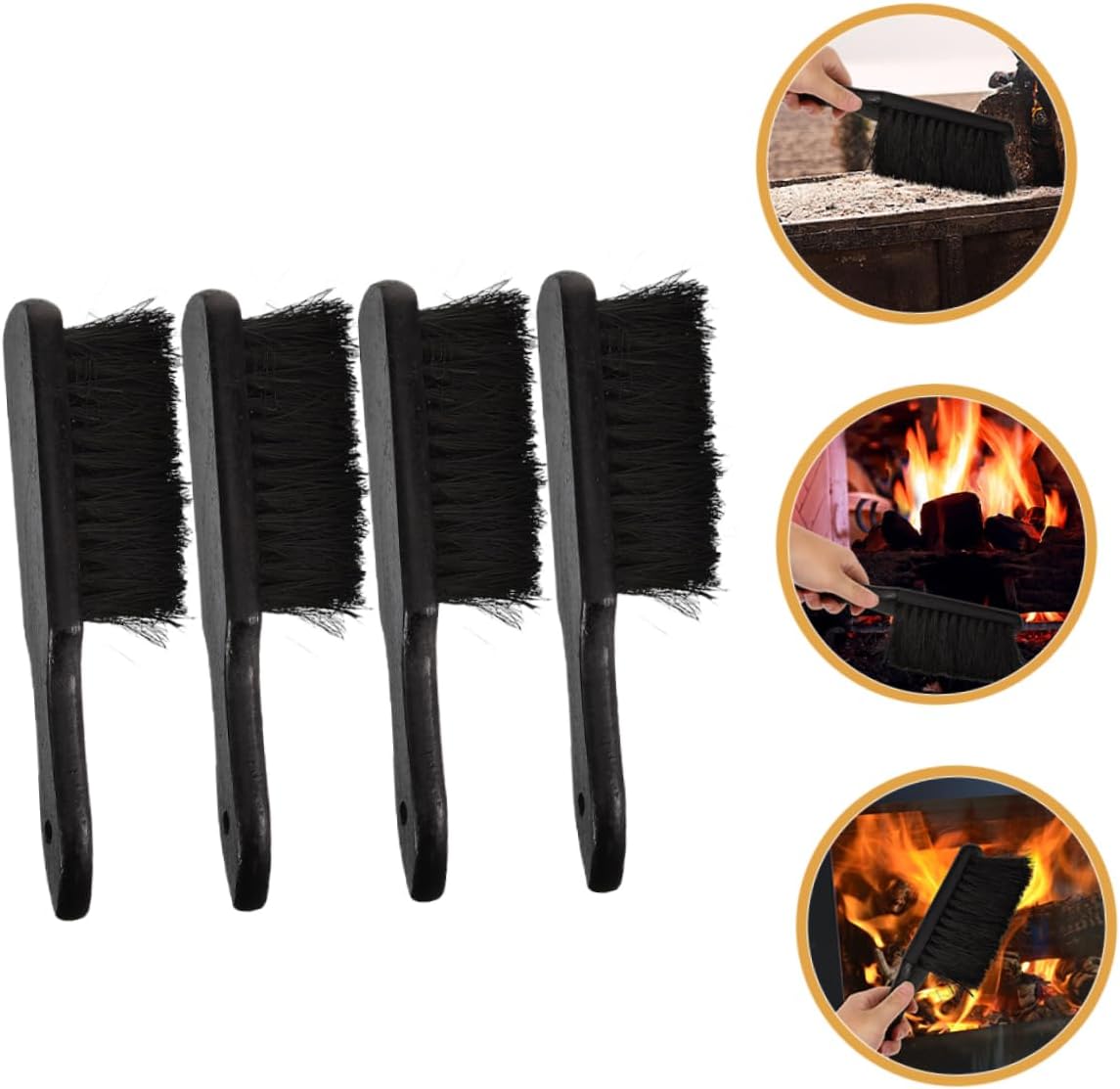 Levemolo 4pcs Handheld Hearth Brush Fireplaces Ash Cleaning Easy Ash Storage Fire Pit Tools Indoor Outdoor Use