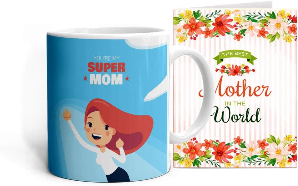 Khakee Mothers Day Gift for Mom Printed Coffee Mug (325 ml) with Mothers Day Greeting Card Best Mom Ever,Gift for Mother,Gift for Mom,Gift for Maa(mother20-053A)