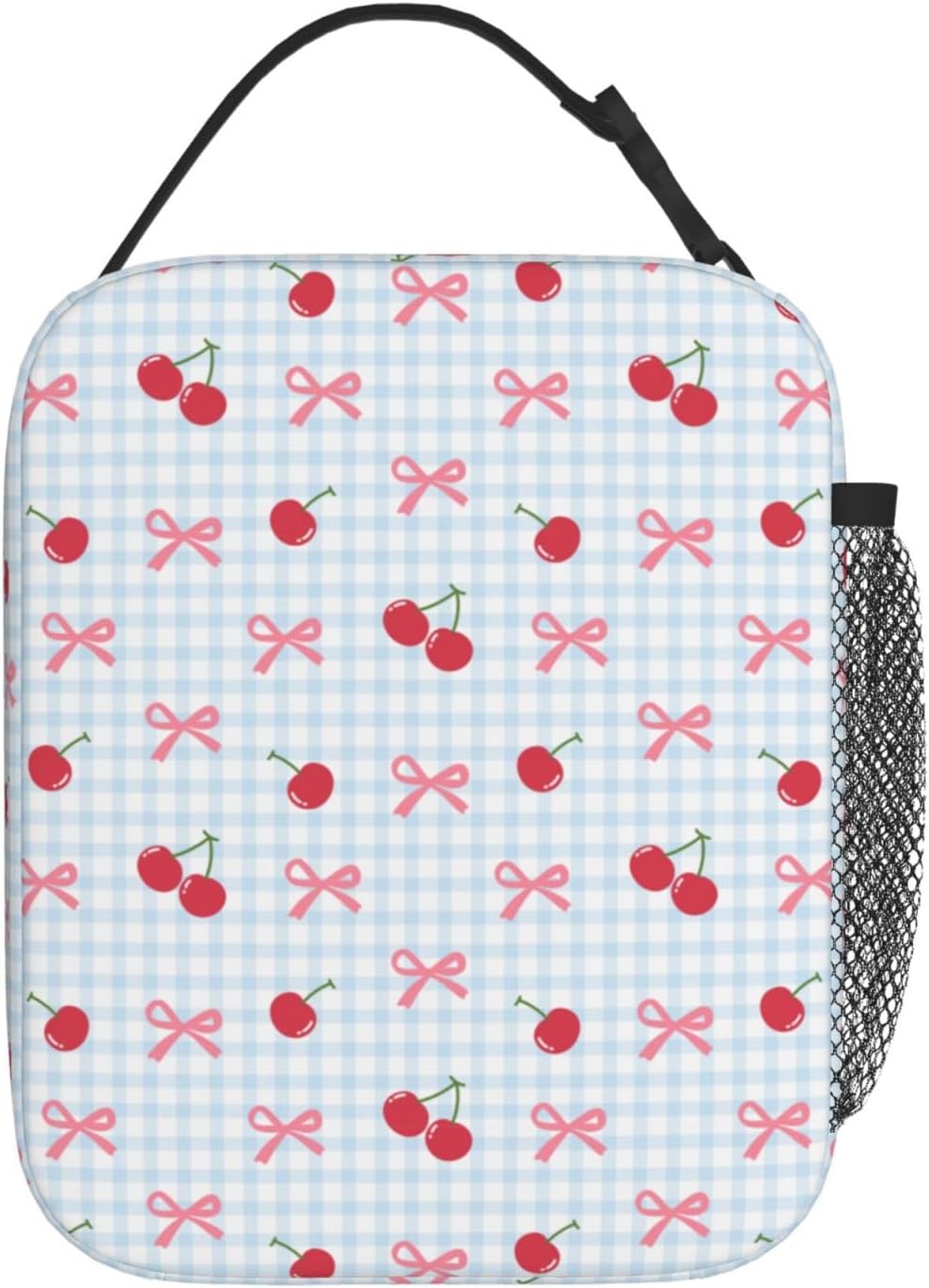 Blue Bow Cherry Cute Lunch Box Bag Insulated Lunch Bags for Women Reusable Portable Cooler Thermal Tote Lunchbox for Office Work Picnic Travel Camping image 3