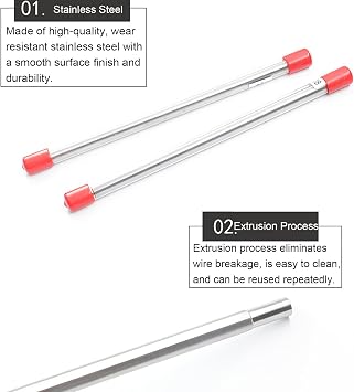 Wire Bar Wet Film Applicator, Handheld Ink Scraping Tool, with Metal Handle, Length 240mm, Multiple Thickness Options (10-200m), for Lab Precision Coatings, Varnishes, Glue, Paint