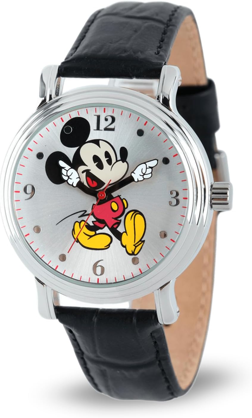 Classic Mickey Mouse Head Silhouette Watch – Stylish & Fun Mickey Watch for Women, Gift Fans – Women's Mouse Watches with Silver Bezel & Durable Nylon Strap