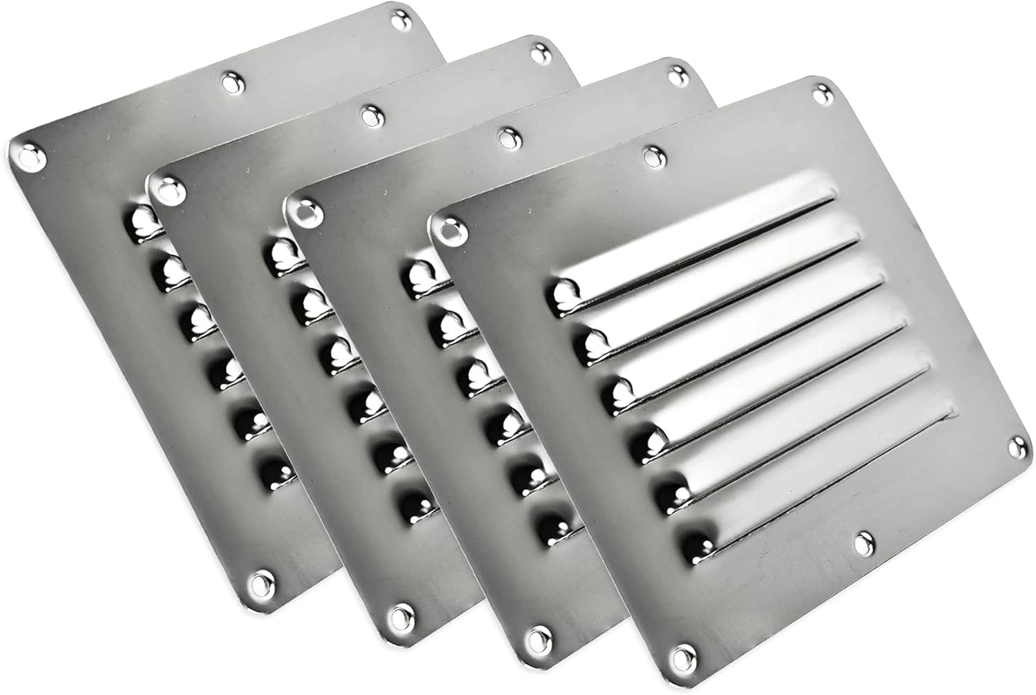 MARINE CITY Rectangle Stamped Louvered Vent – Durable 304 Stainless Steel, Mirror Finish, Easy to Install, 5 x 4-1/2 Inches, Ideal for Boats, Yachts, Ships & Caravans (Pack of 4)