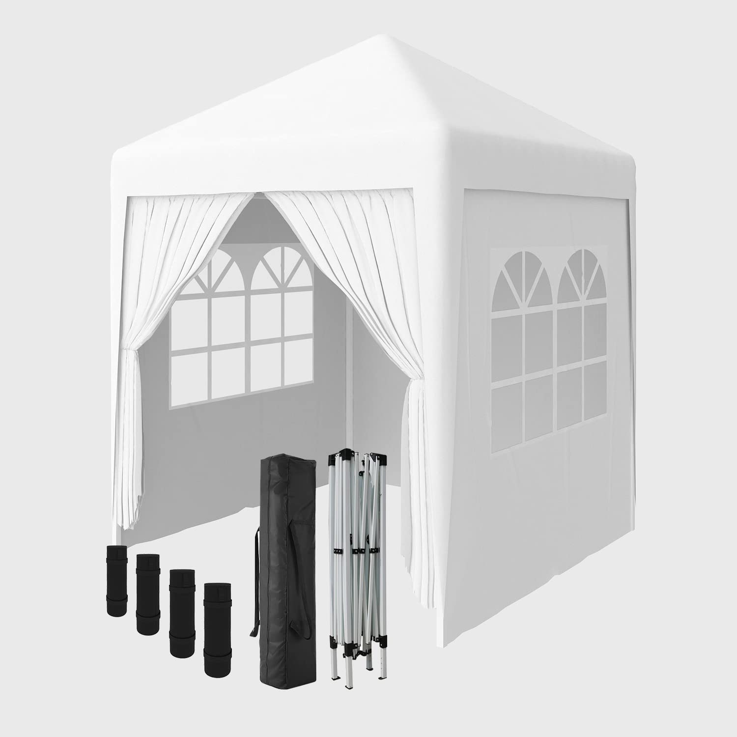 Green Bay Garden Pop Up Gazebo Party Tent Folding Wedding Canopy With 4 Sidewalls and Carrying Bag White 2x2M โ image 1