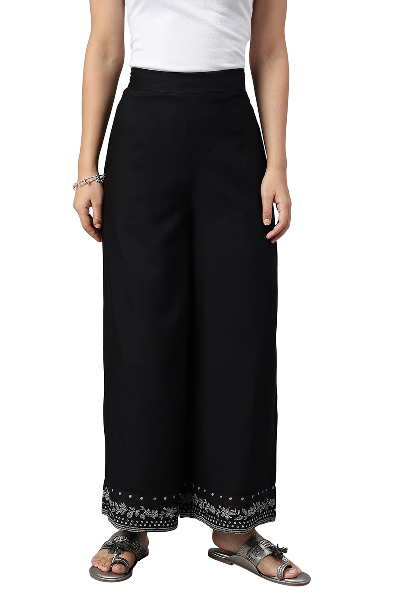 w for woman Women High Rise Strechable Parallel Pants | Regular Fit Trousers-picture-35