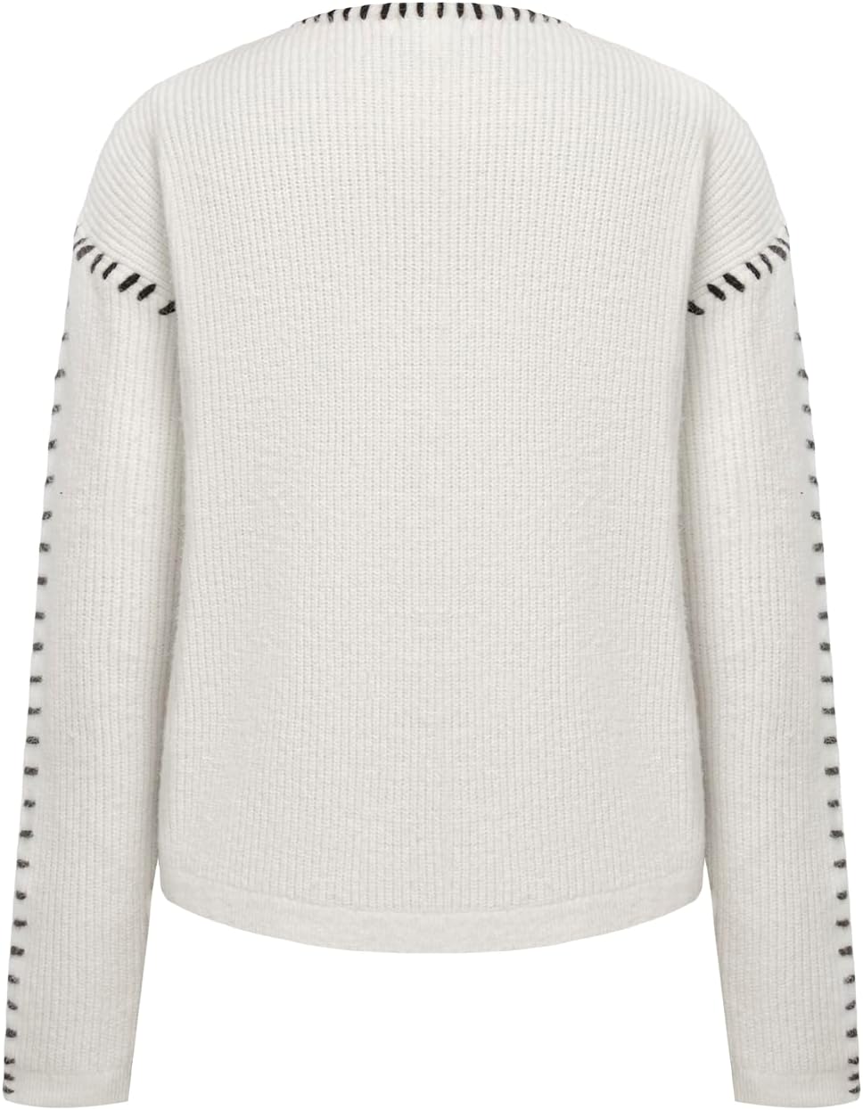 Women's Color Block Chunky Cable Knitted V Neck Button Up Knit Cardigan Sweater - Image 2