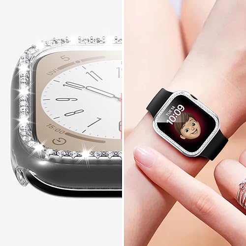 Miniatura 5 de HASDON Paquete de 3+3 Funda protectora de pantalla brillante para Apple Watch Ultra de 1.732 pulgadas, diamante de cristal a prueba de golpes +