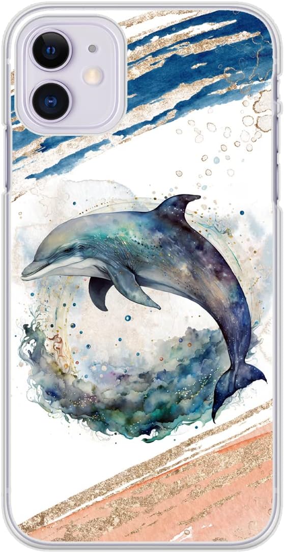 Silicone Case For iPhone Models 14 13 12 11 8 7 6 5 X PRO MAX XS SE XR PLUS Hard Back Case Clear Silicone Sides Dolphin PC0455 (iPhone XS Max)