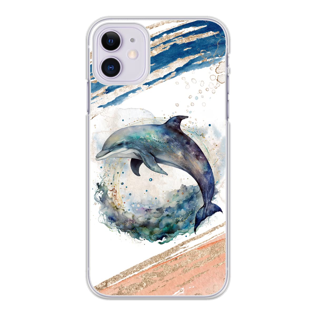 Silicone Case For iPhone Models 14 13 12 11 8 7 6 5 X PRO MAX XS SE XR PLUS Hard Back Case Clear Silicone Sides Dolphin PC0455 (iPhone XS Max)