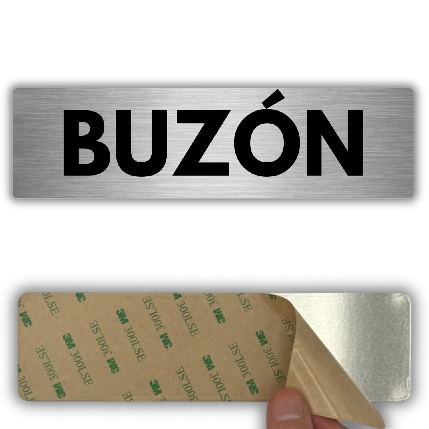 LEIASA | Señal Adhesiva Buzón - 5x18 cm - Grosor 0.8 mm - Aluminio - Rótulo para Correspondencia - Cartel Adhesivo 3M - Indicador de Buzón