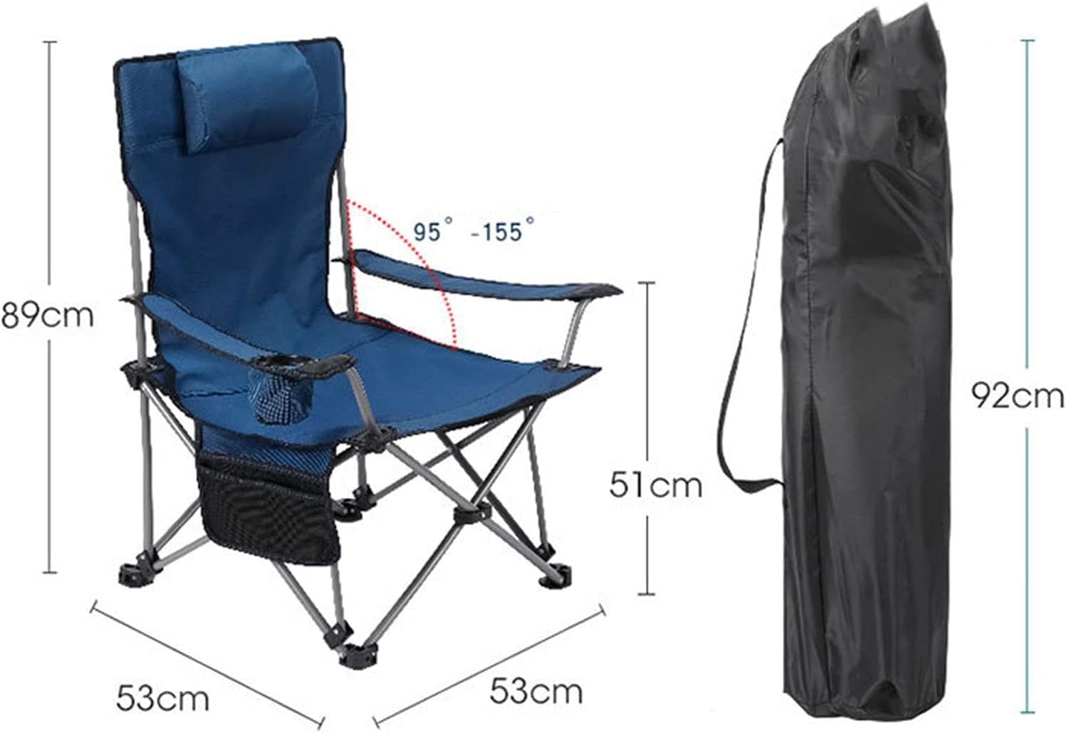 Klappstuhl Klappbarer Niedriger Campingstuhl Mit Getränkehalter Freizeit Angelstuhl Outdoor-Sessel Für Strandreisen Wandern Outdoor | G