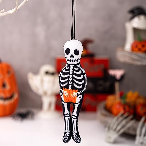 Miniatura 6 de Juego de 4 adornos para árbol de Halloween, gato negro, calabaza, esqueleto, fantasma, decoraciones colgantes para fiestas de vacaciones, decoración