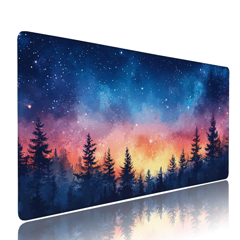 Alfombrilla de Mouse para Juegos, Blu, XXL, Antideslizante, Impermeable, Diseño de Cielo stellato, Extendido, Grande, 1400x600x3mm, para PC, Laptop, Ufficio, Famiglia d-860