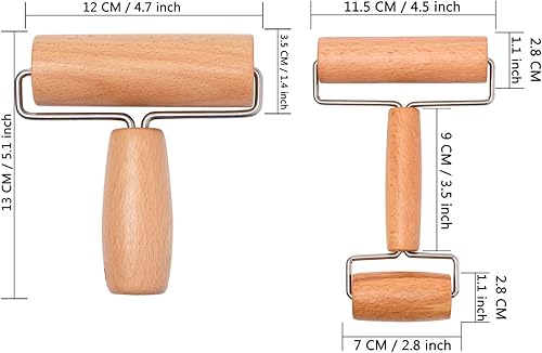 Miniatura 2 de Whaline Rodillo de madera para repostería, 2 piezas, rodillo de madera antiadherente para el hogar, cocina, hornear y cocinar, fácil de manejar