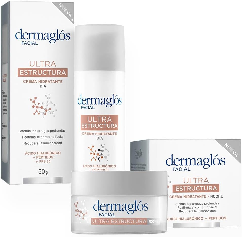 Dermaglós ultra Structure skin care Day & Night cream - wrinkle reducer - Hyaluronic acid - FPS 30 - peptides