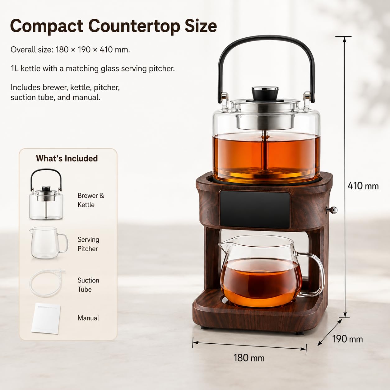 Machine à thé goutte à goutte automatique, 1 L, 1350 W, 8 préréglages