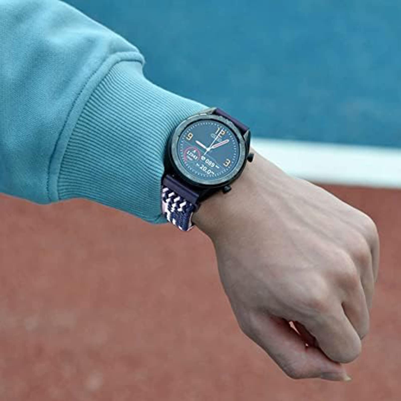 Bracelet De Montre 22mm En Acier Inoxydable Maille - Réglable à Dégagement Rapide, Noir, Pour Montres Connectées
