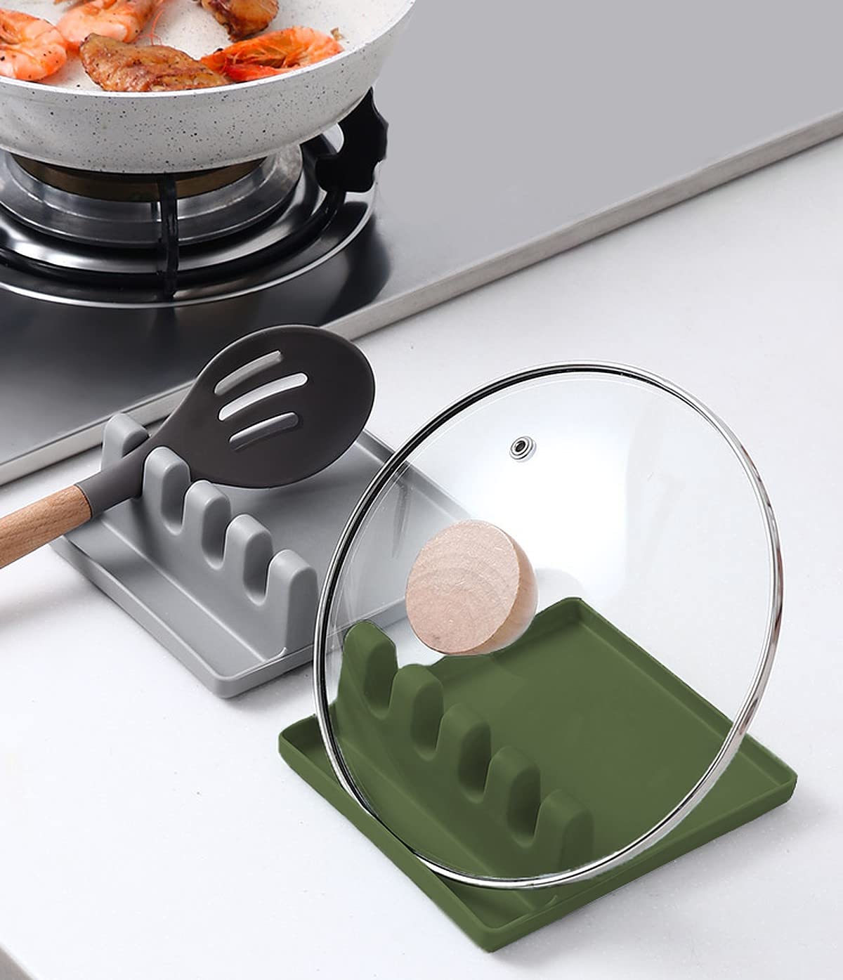 Wolpin 1 Pc Spoon Holder Spatula Holder for Kitchen Spoon Rest Cooking Utensil Plastic Stand Pan Cover Lid Rack Pot Clips Support Ladle Organizer Tool (14.5 x 13.5 x 5 cm) (B0BSV8WJYY) Amazon Price History, Amazon Price Tracker