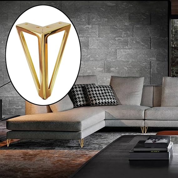 6 Inch Gold Metal Furniture Legs Set of 4, Heavy Duty Sofa/Cabinet/Table Feet, Golden Couch Feet Replacement