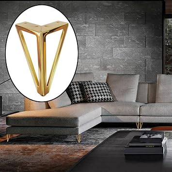 6 Inch Gold Metal Furniture Legs Set of 4, Heavy Duty Sofa/Cabinet/Table Feet, Golden Couch Feet Replacement