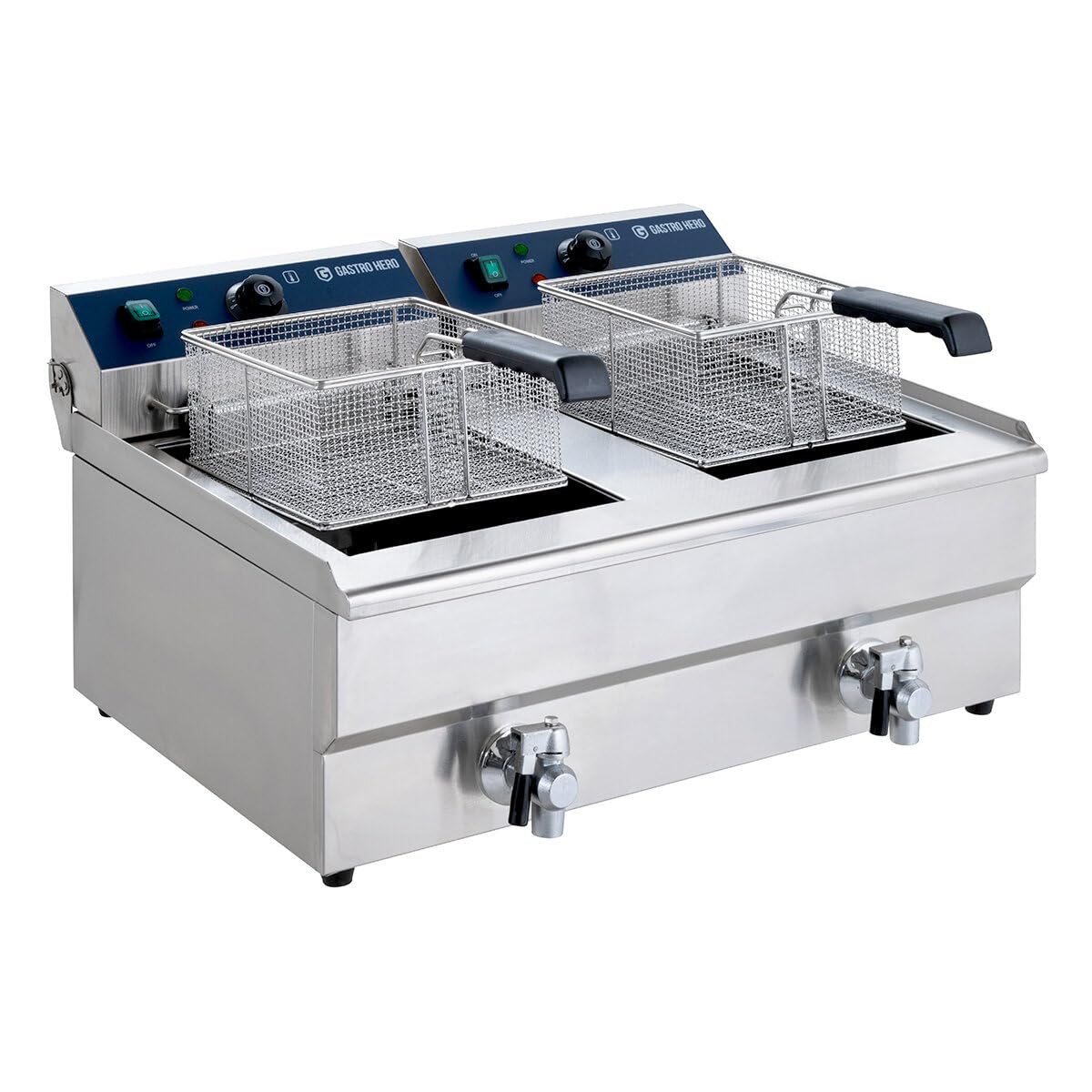 GastroHero Elektro Doppelfritteuse, 2x 13 L, 400 V, Edelstahl EFE213A