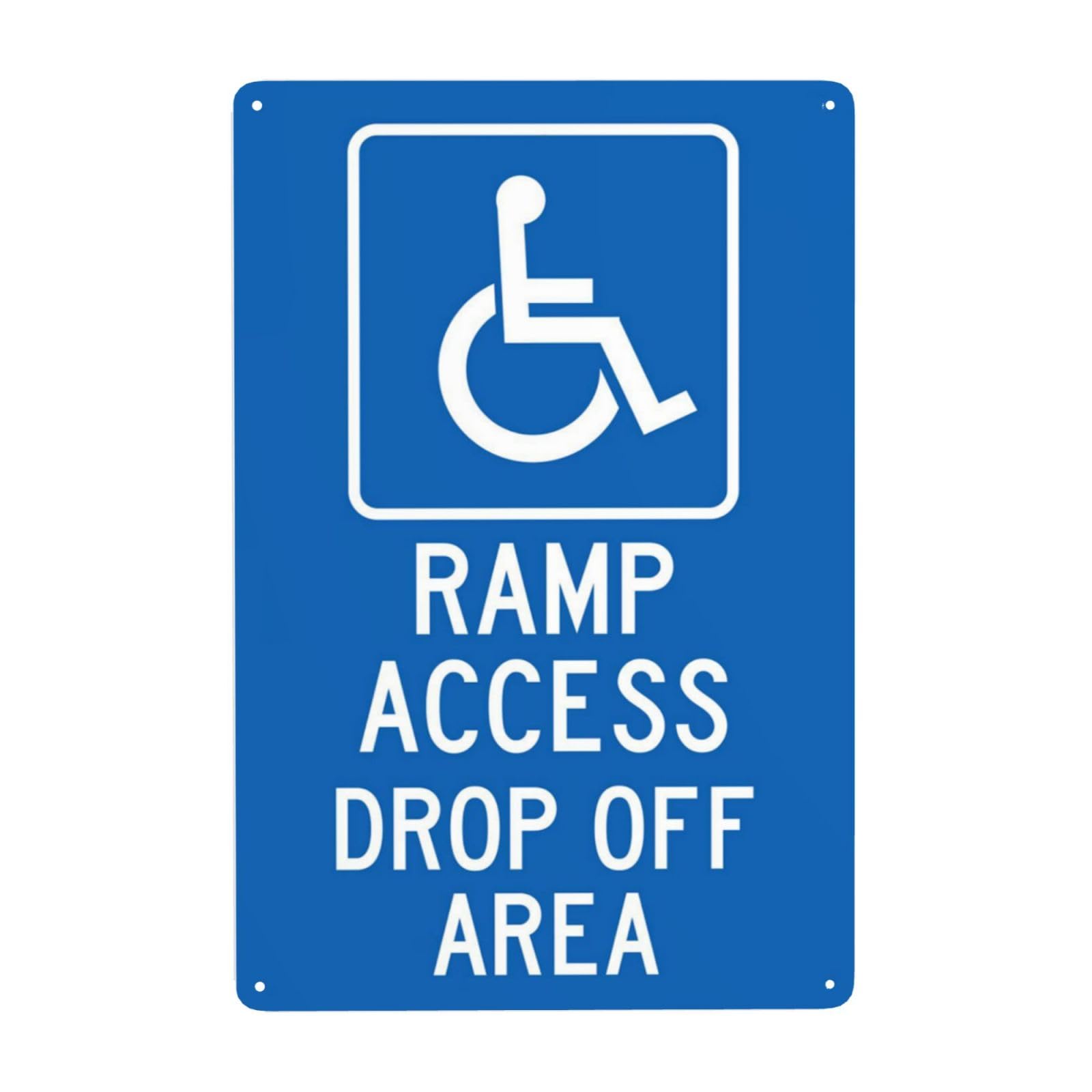 SMAZDFXX Handicap Ramp Access Drop Off Area Metal Warning Signs, Cautions Security Tin Sign, Safety Signs for Street Business Wall Decor 12"x16"