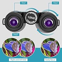 Vista 3 de 12x42 HD Binoculars, Large View Binoculars with Clear Low Light Vision - Waterproof Binoculars for Bird Watching Hunting Travel