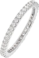 Vista 1 de Tienda Essentials Rhodium Plated Single Row Pave Stackable Eternity Ring