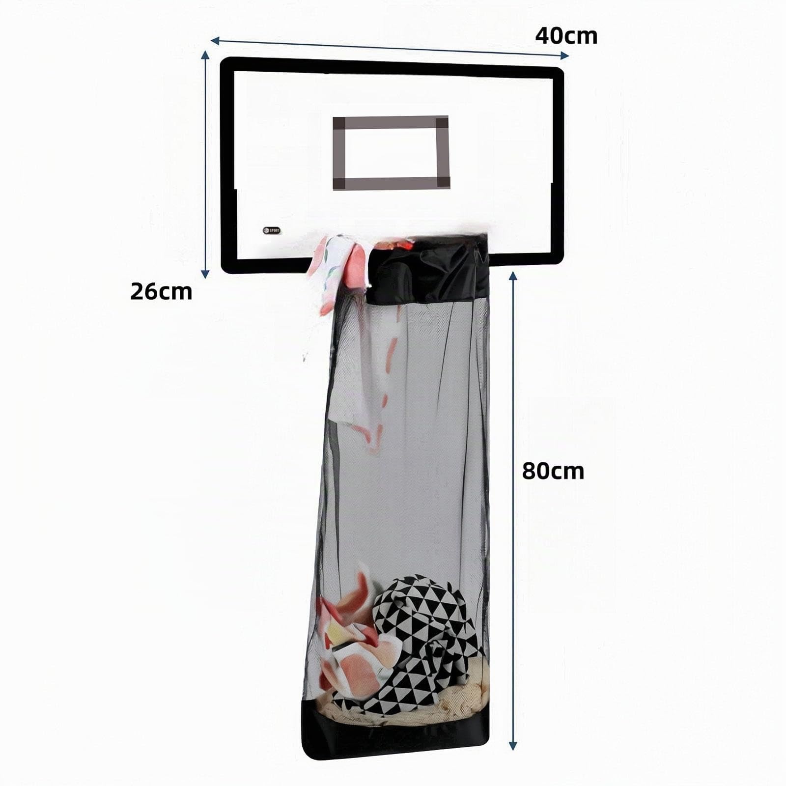 Wäschekorb zum Aufhängen, faltbarer Wäschekorb im Basketballkorb-Look, Wäschebehälter zum Aufhängen, herausnehmbarer Beutel für Waschküche, Schlafzimmer, Badezimmer, Hotels, Reisen, Schwarz