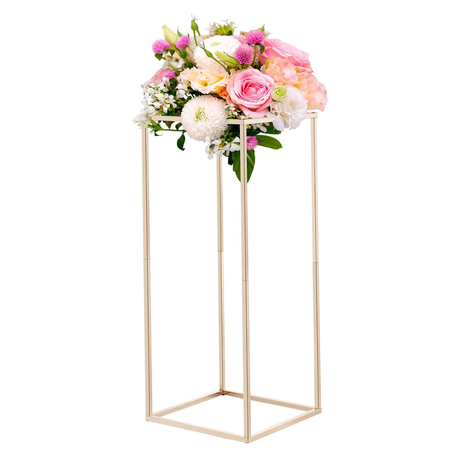 VEVOR Support Fleur Mariage Colonne Lot de 10 Support Fleur Centre de Table Mariage 60 cm Présentoir Floral Rectangulaire pour Fêtes, Anniversaires, Décoration Intérieure, avec Vis Dissimulées, Doré