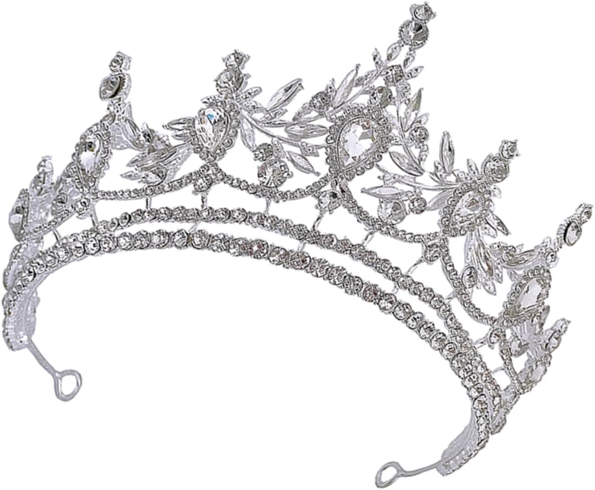 Wedding Tiara Bridal Crown Metal Rhinestone Headpiece for Women Bride Prom Hair Accessory Silver Alloy Circlet