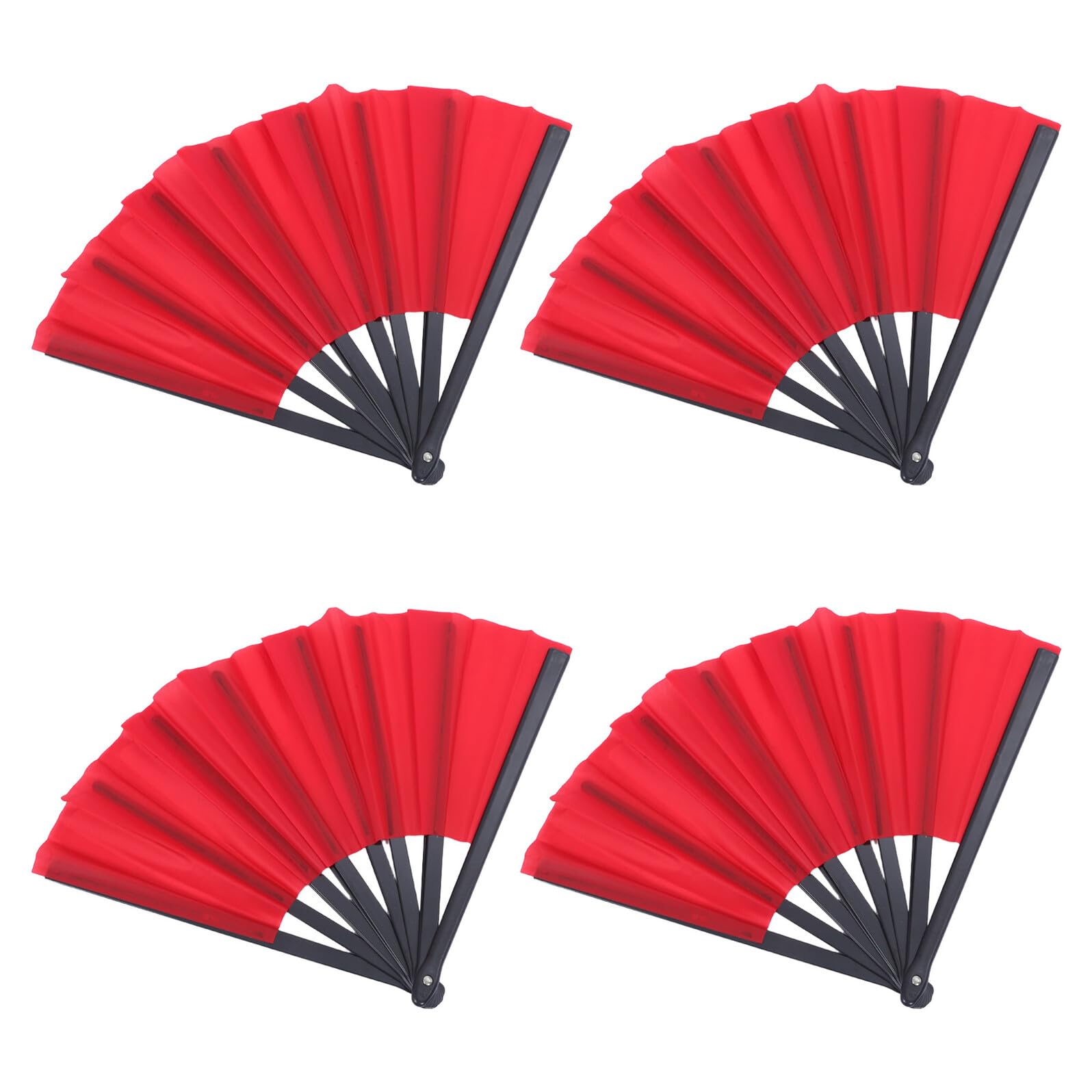 Éventails pliables rouges vintage Beaupretty, lot de 4 pour danse en ligne et fêtes