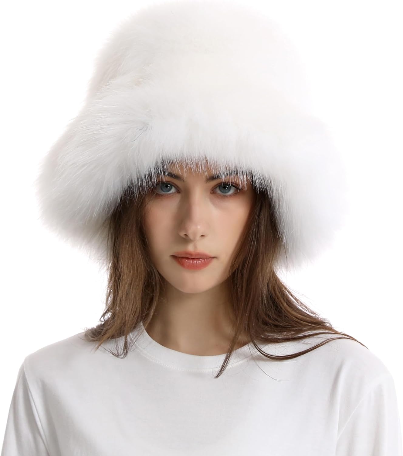 Fuzzy Bucket Hat for Women Winter Fluffy Furry Plush Faux Fur Hats Rainbow Cute Women's Bucket Hats - Image 5