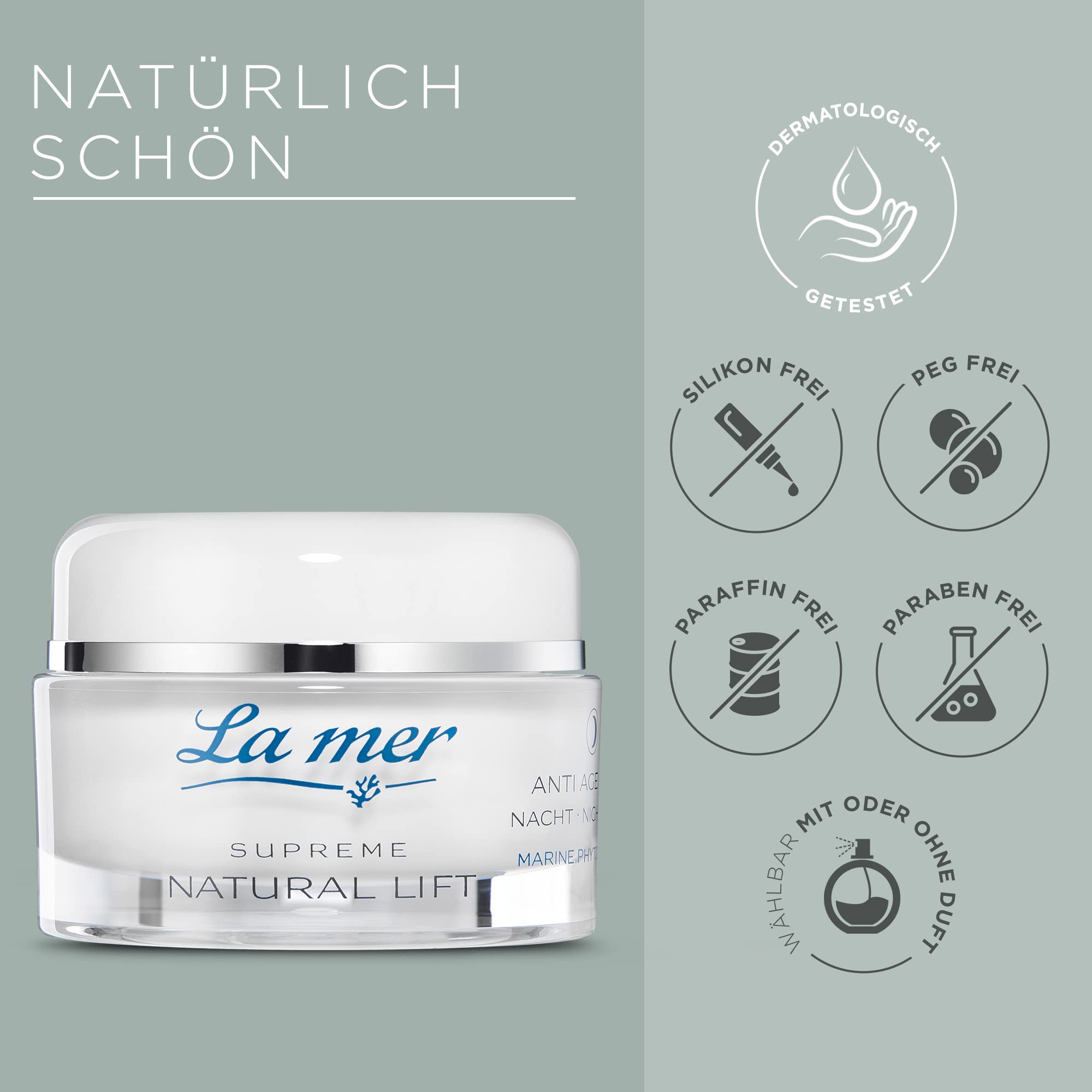 La mer Supreme Natural Lift Cream Nacht - Gesichtscreme für die Nacht - Stark glättende und straffende Nachtcreme - Reduziert die Faltentiefe und verbessert die Hautstruktur - 50 ml