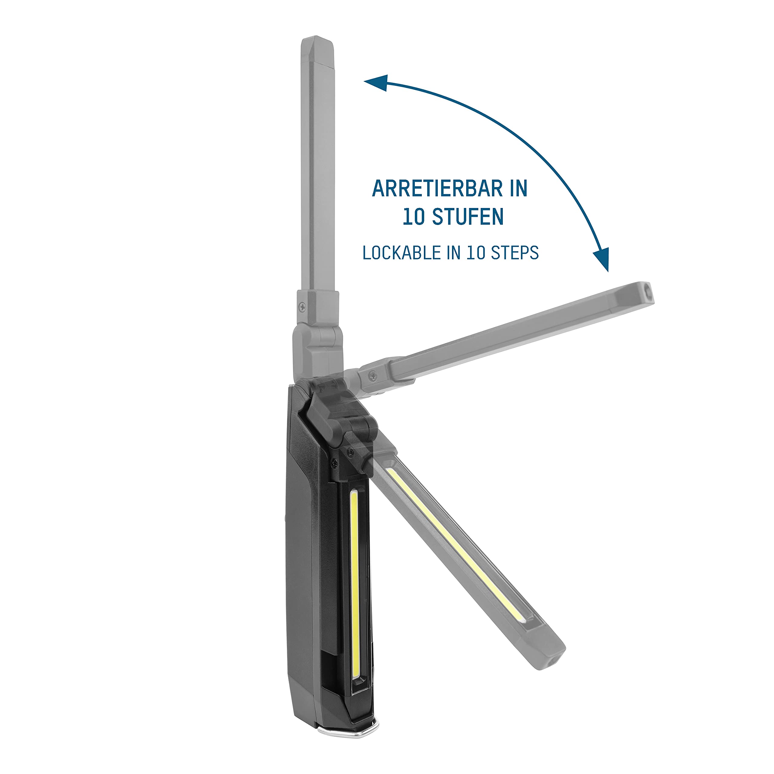 ANSMANN Lampe d'inspection IL500R (1 pce) – Lampe de travail rechargeable d'une puissance d'éclairage de 500 lumens – Lampe LED multifonction avec pied magnétique et crochet de suspension