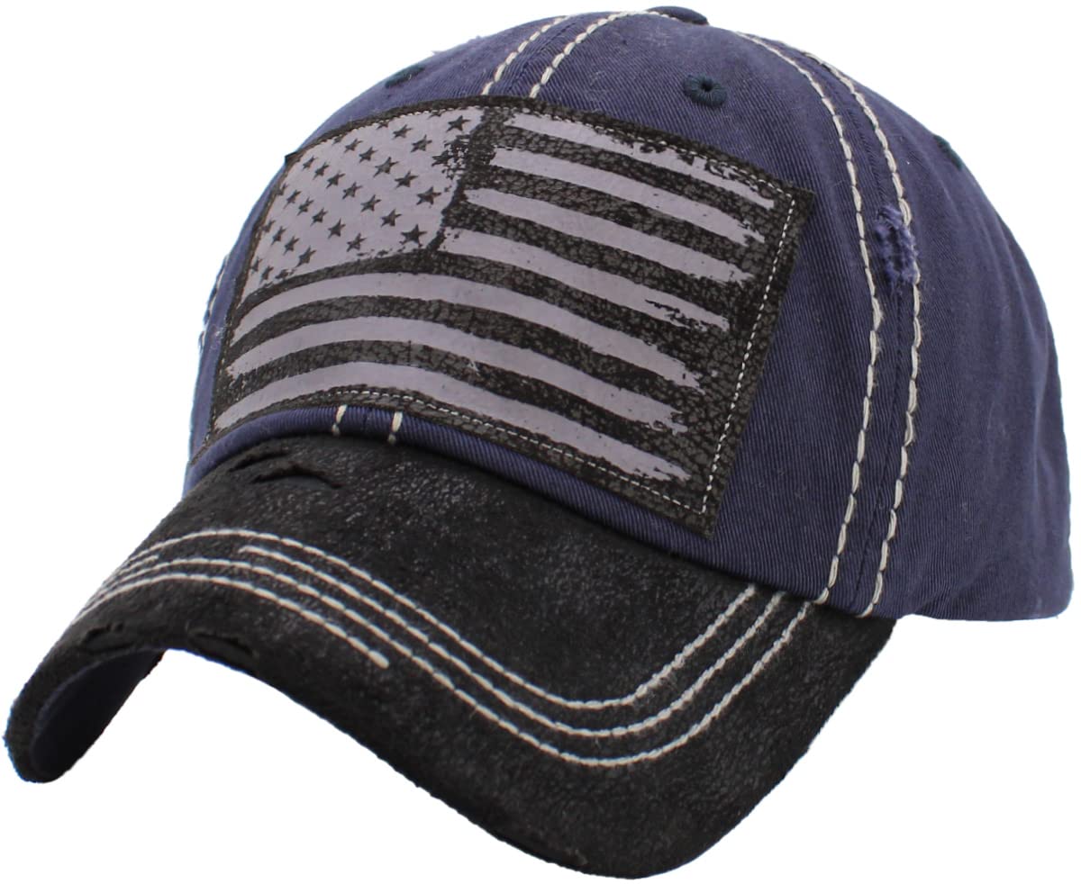 KBETHOS Flag USA America Military Thin Blue Line Thin Red Line Vintage Distressed Baseball Cap Dad Hat Unisex Adjustable…