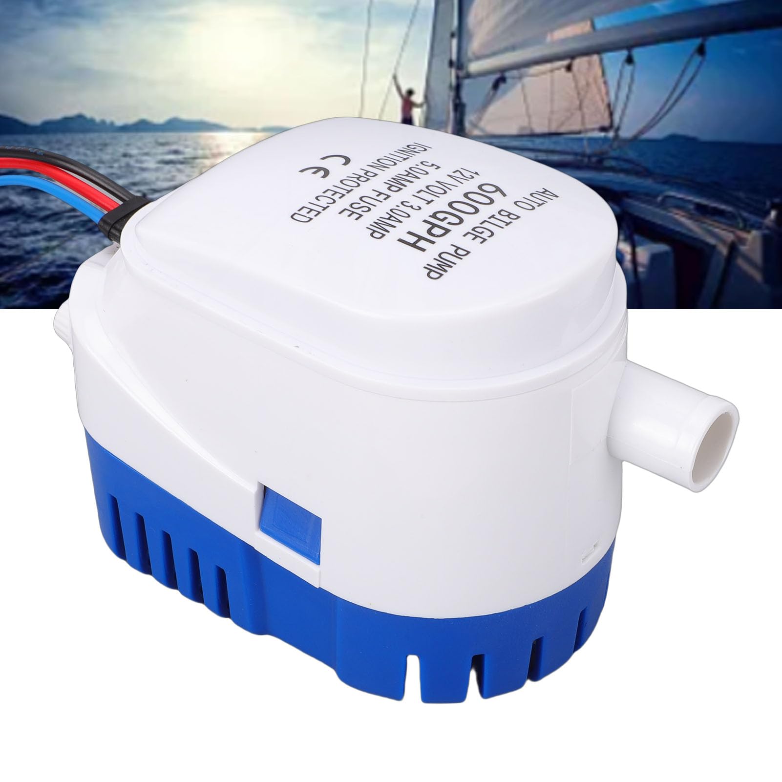 Pompa di Sentina Automatica 12V 600GPH con Interruttore a Galleggiante, Pompa 'acqua Sommergibile per Barche con Uscita da 3/4 Pollici, Filtro Rimovibile e Controllo Elettronico, Robusta