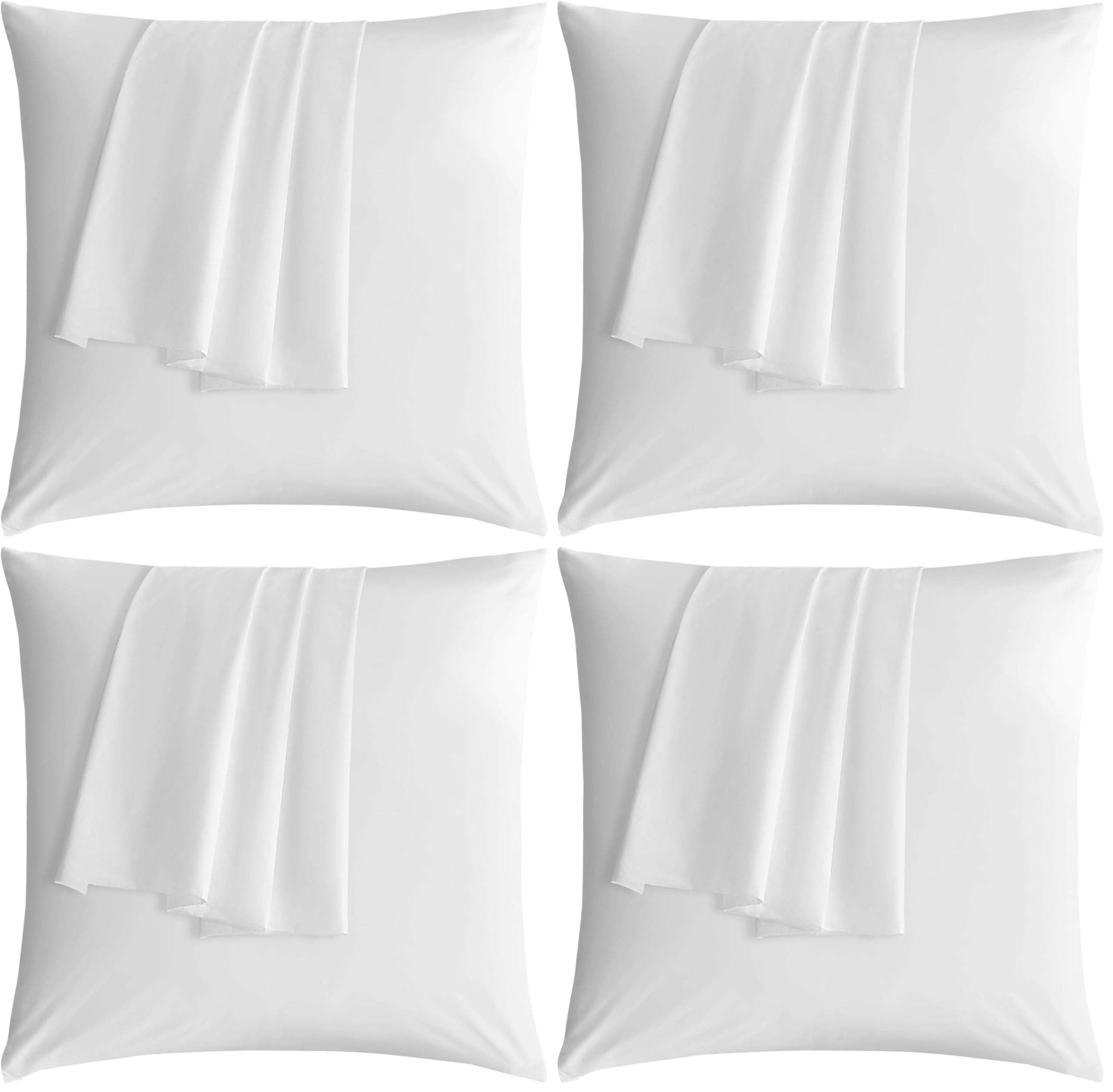 Sonive 100% Coton Housse de Coussin 65x65cmx2, Oeko Tex certifié Décoration pour Coussin Confortable Super Doux de Haute qualité, Blanc (Lot de 4)