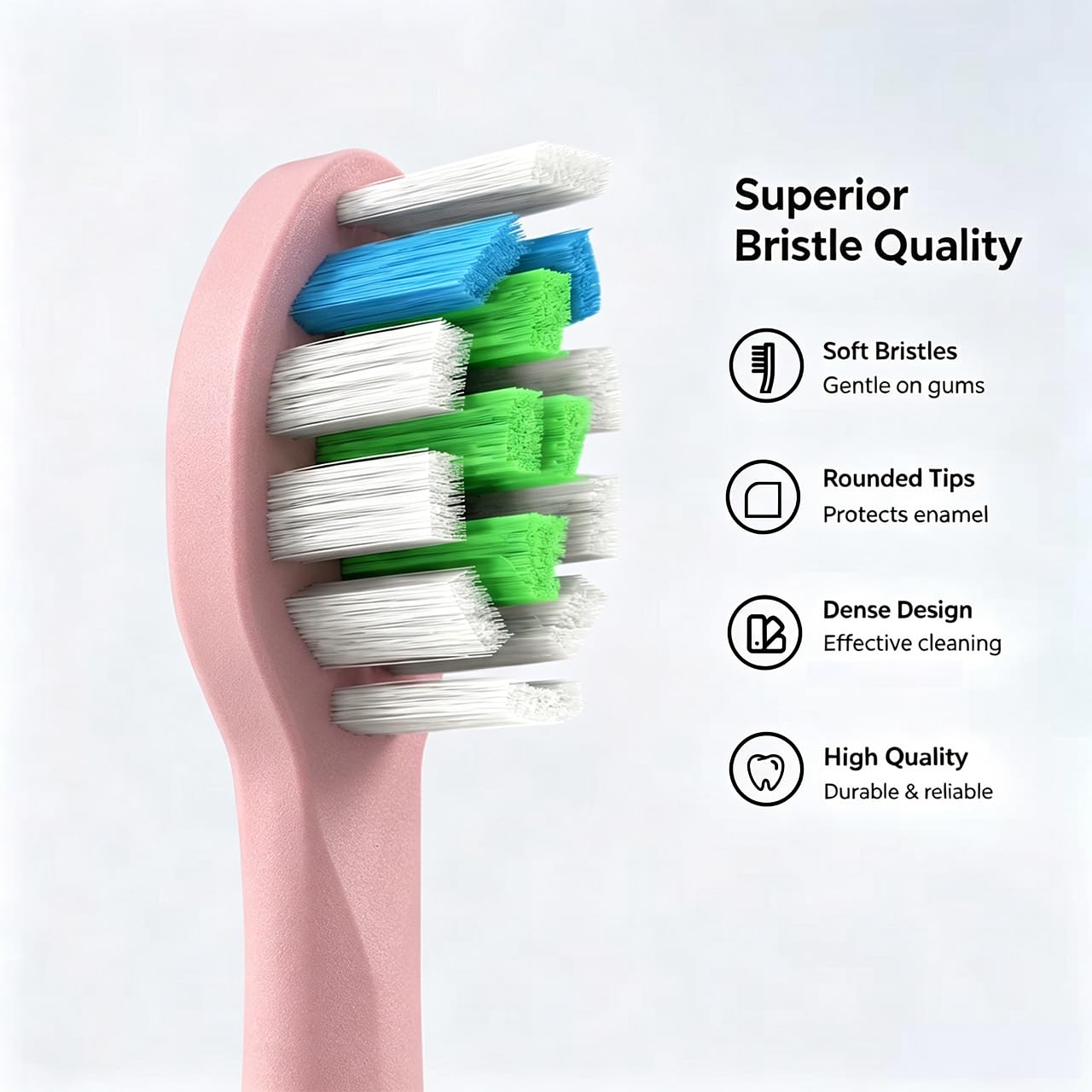 HUACO CARE Têtes de brosse à dents de rechange, 4 têtes de brosse à dents compatibles avec H6 Plus, poils Dupont, rose