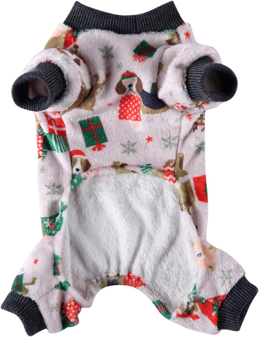 XIAOYU Christmas Dog Pajamas Soft Warm Pet Clothes Cat Apparel Winter Holiday Costumes for Small Dog Cat Christmas Dog, S - Image 3