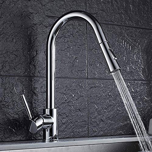 Robinet de cuisine noir extractible laiton chrome mitigeur évier 2 modes
