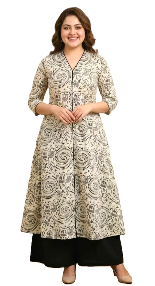 creation & you Women Plus Size Cotton Printed Kurta with Pant Set | Work/Office Wear Kurta Set for Women-picture-19