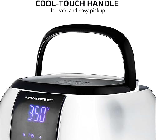 Miniatura 9 de OVENTE Freidora de aire compacta, olla caliente eléctrica de 3.2 cuartos de galón con potencia de 1400 W, pantalla táctil LED digital, apagado