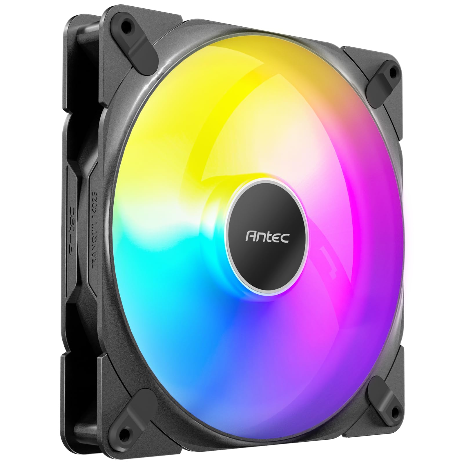 Antec Tranquil 140 ARGB, 140 mm x 25 mm, ventole ARGB PWM, 1500 giri/min, 89,72 CFM, 1,82 mmH₂O, connettore PWM a 4 pin e LED a 3 pin, ventola da 120 mm, confezione singola Tranquil ARGB