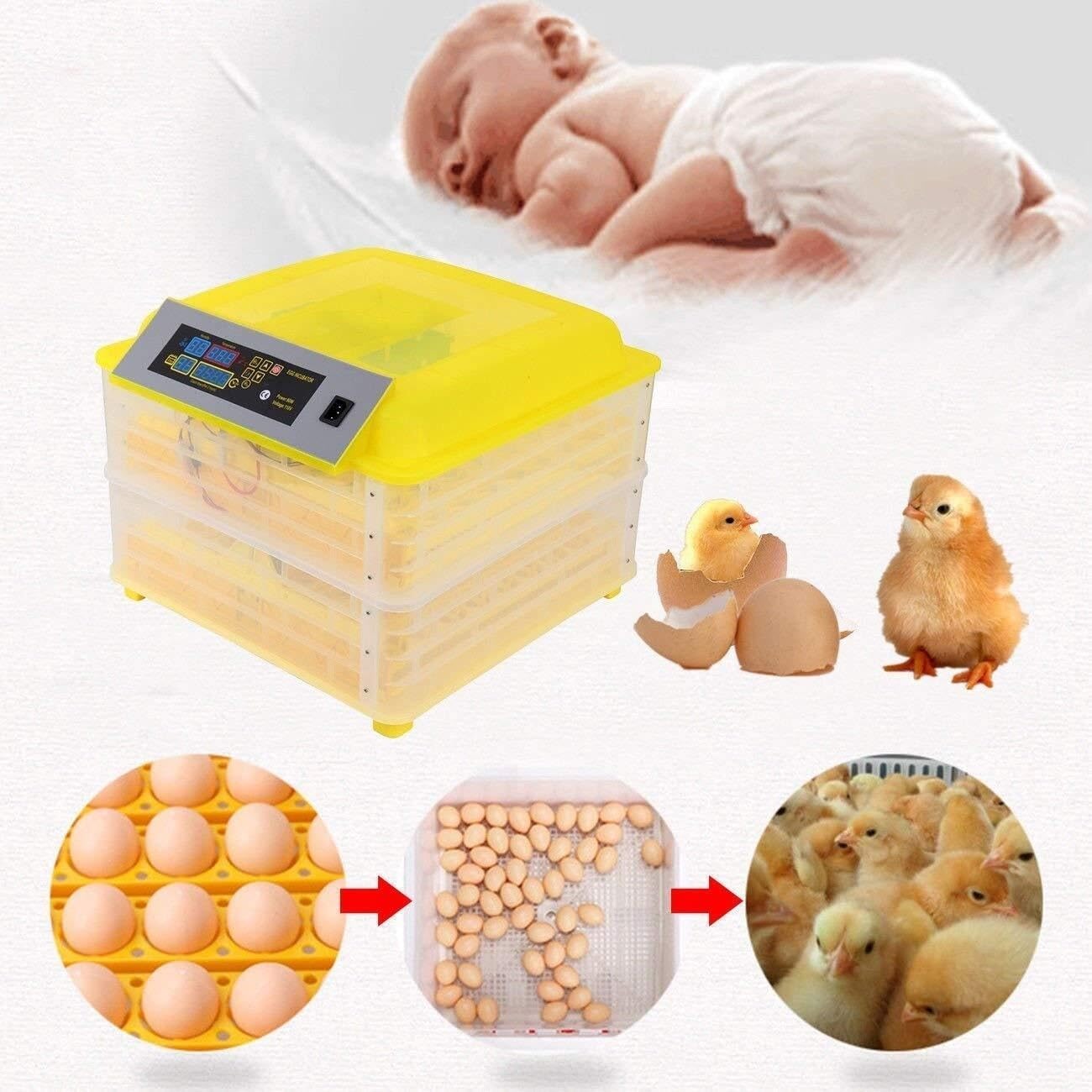 Fully Automatic Incubator, 112 incubators, Digital Egg Turner, Suitable for Chickens, Ducks, Geese, Pigeons and Quails
