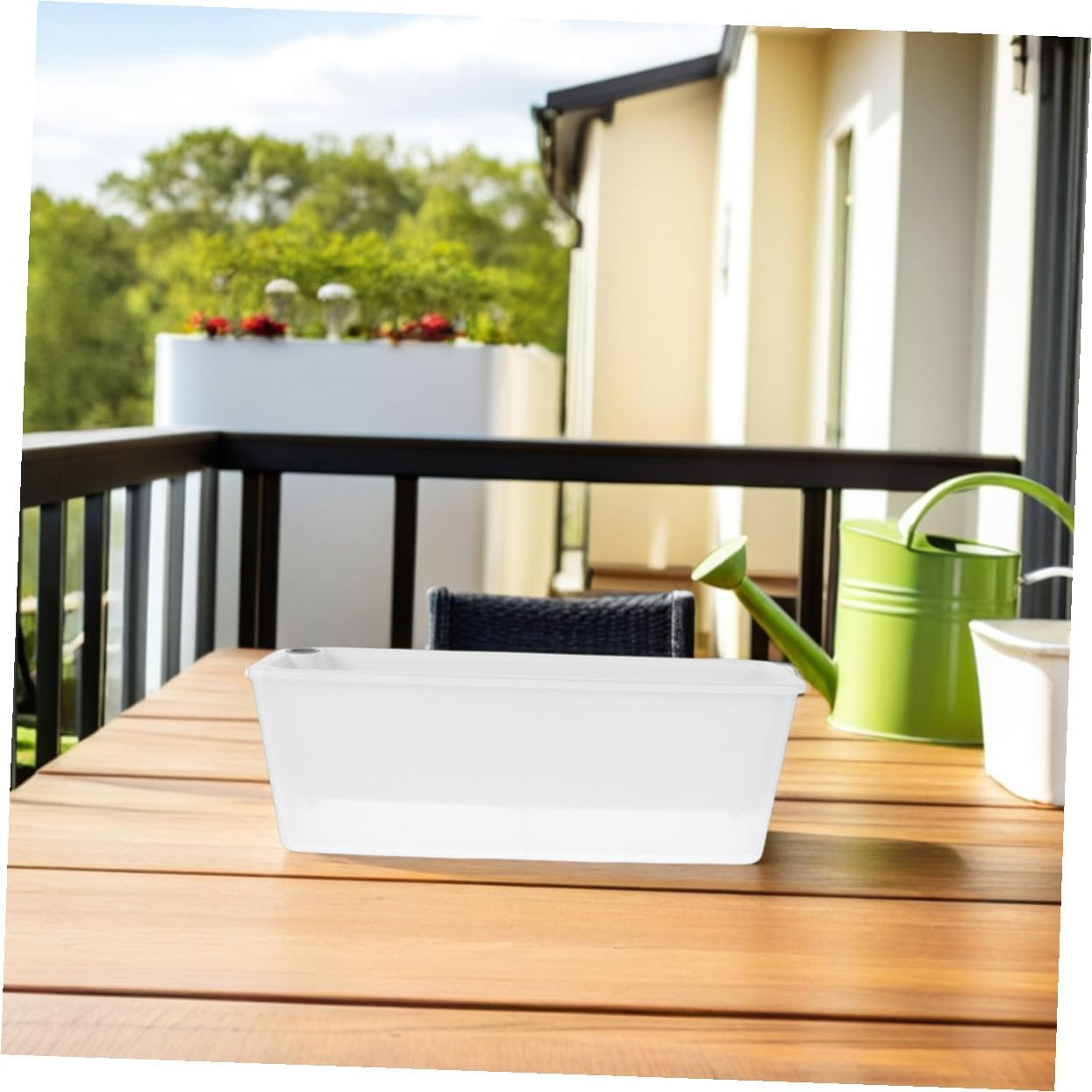 2Pcs Rectangular Self Watering Planters for Windowsill Indoor Outdoor Balcony Patio Weatherproof Garden Planter Boxes with Automatic Hydration System for Healthy Vegetable Growth