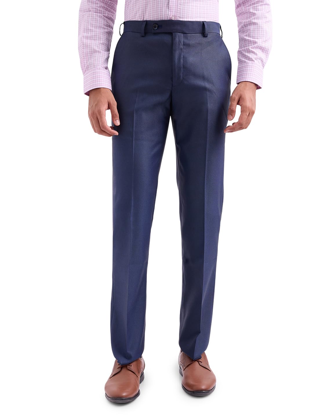 park avenue Men Smart Fit Birds Eye Pattern Poly Viscose Lycra Blend Flat Front Formal Trouser-picture-32