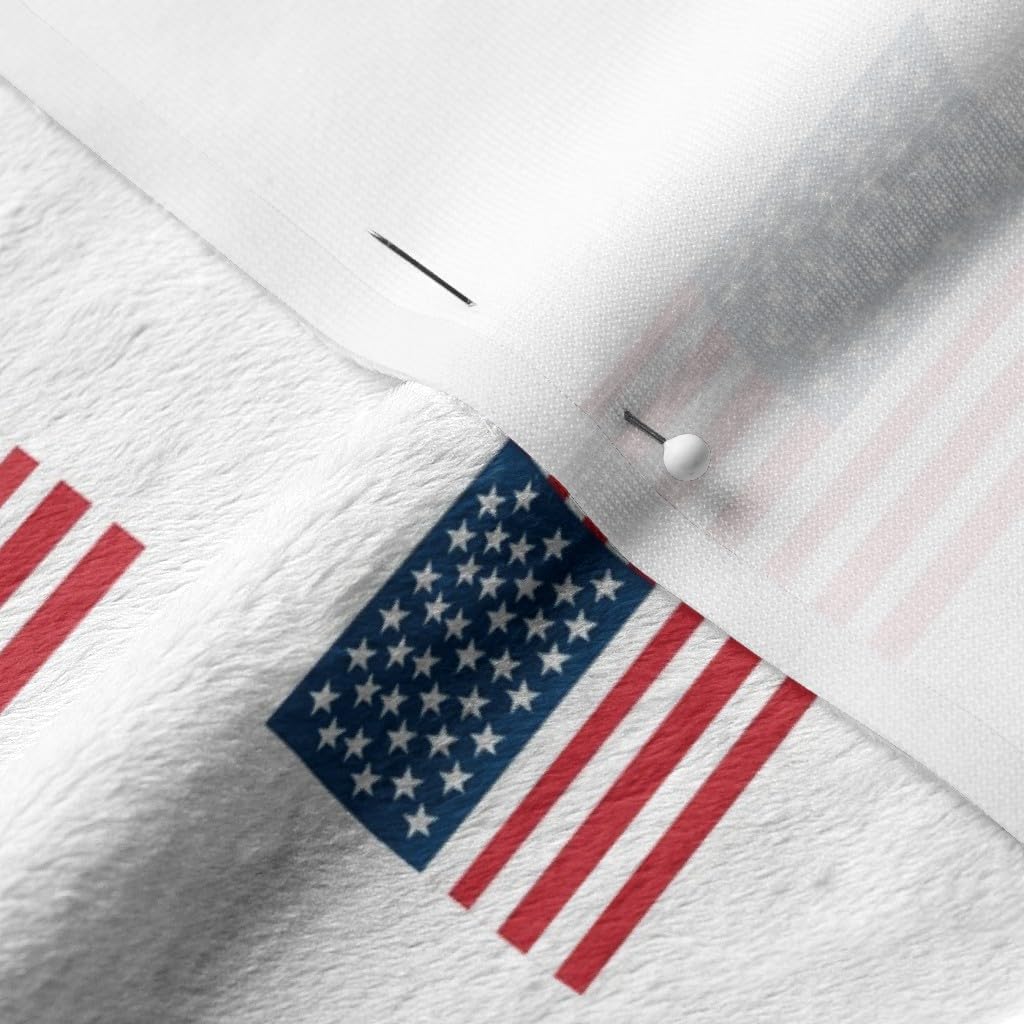 Spoonflower Fabric - American Flag USA Patriotic July 4Th White America Stars Stripes Printed on Minky Fabric by The Yard - Sewing Baby Blankets Quilt Backing Plush