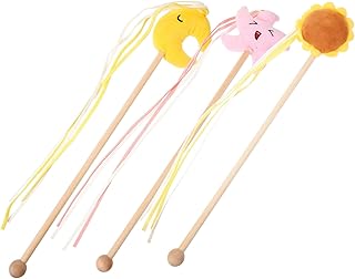 Hohopeti 3Pcs Pet Plush cat Teaser cat Catcher Toy cat Toy scrump Plush cat Stick Rod themberchaud Plush Kitten Teething Toys cat Wand Rod cat Teaser Wand Toys Animal Catnip Wooden