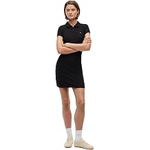 Tommy Jeans Women's Short Sleeve Casual Cotton Ribbed Polo Dress with Stretch