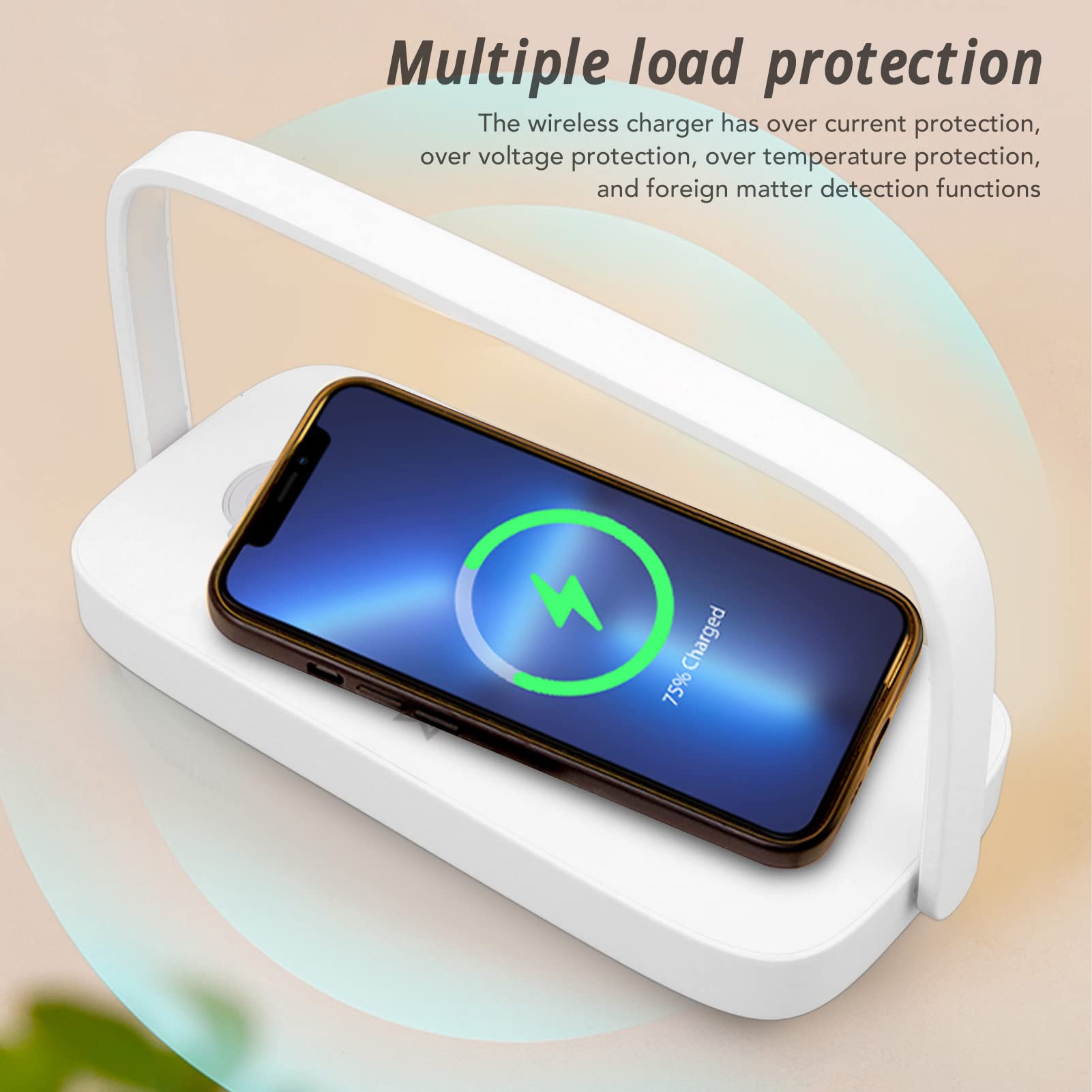 Caricabatterie Wireless 3 in 1 con Luce Notturna, Dissipazione Rapida del Calore e Protezione da Sovracorrente per Casa e Ufficio, Dimensioni Compatte, Design Elegante